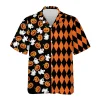 Funny Ghost Pumpkins Halloween Hawaiian Shirts, Halloween Pattern Summer Beach Shirts, Spooky Aloha Shirts Button Down Short Sleeve Hawaiian Shirts