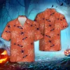 Spide Web Halloween Hawaiian Shirts, Bat Spider Summer Beach Shirts, Spooky Aloha Shirts, Halloween Pattern Button Down Short Sleeve Hawaiian Shirts