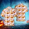 Candy Pumpkins Halloween Hawaiian Shirts, Spooky Aloha Shirts, Halloween Pattern Summer Beach Shirt, Halloween Button Down Short Sleeve Hawaiian Shirt