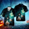 Scary Ghost Halloween Hawaiian Shirts, Haunted Castle Summer Beach Shirts, Scary Night Button Down Short Sleeve Hawaiian Shirts, Spooky Aloha Shirt