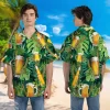 Beer And Hop Tropical Pattern Hawaiian Shirts For Men, Tropical Summer Button Down Hawaiian Shirt Short Sleeve, Vintage Aloha Hawaii Shirt