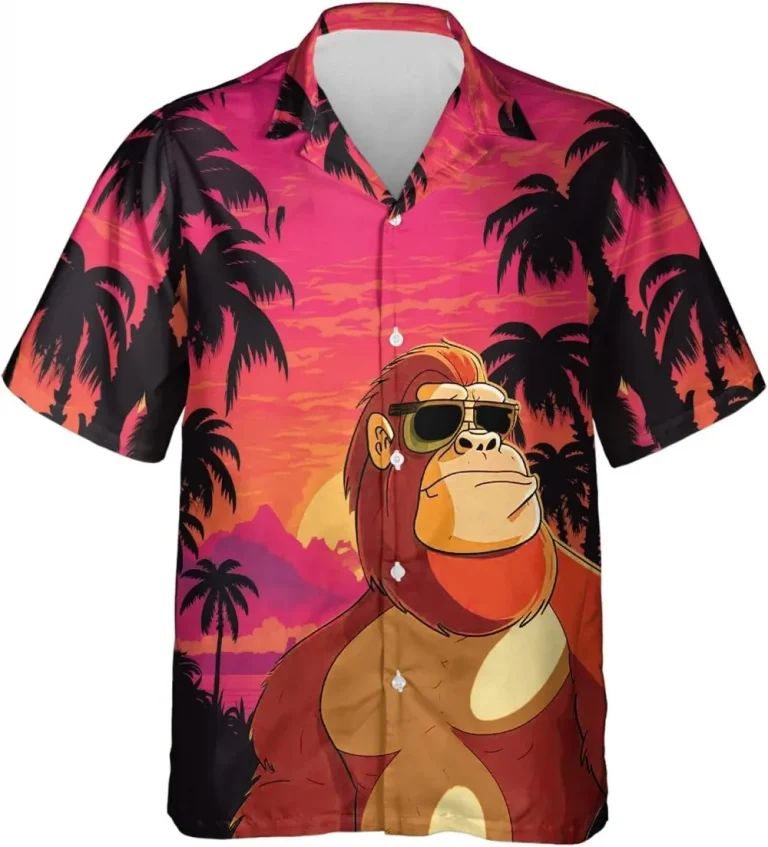 Bigfoot Men's Hawaiian Shirt, I Climb Until Night Tropical Casual Button Down Short Sleeve, Sasquatch Shirts, Funny Hawaiian Shirt, Summer Beach Shirt