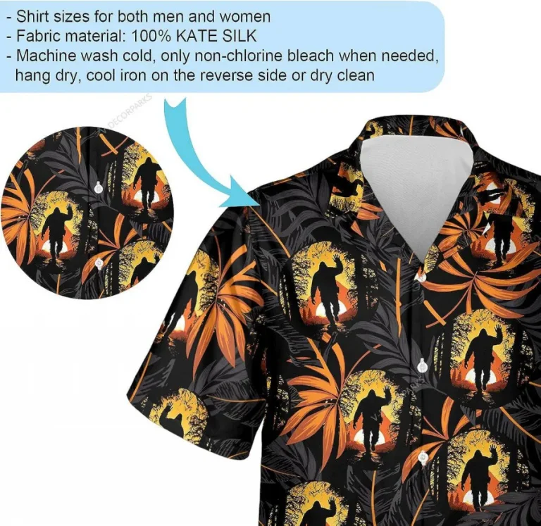 Bigfoot Tropical Pattern Hawaiian Shirt For Men Women, Bigfoot Summer Beach Button Down Short Sleeve Shirt, Sasquatch Shirt, Summer Aloha Shirt