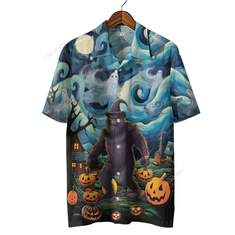 Mysterious Dragon Halloween Unisex Hawaiian Shirts, Starry Ghost Night Pattern Shirt, Wicked Pumpkin Aloha Shirt, Halloween Costume, Family Matching Shirt