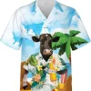 Black Angus With Beer Hawaiian Shirts For Men, Funny Cow Button Down Mens Hawaiian Shirts, Tropical Beach Shirt, Summer Aloha Shirt