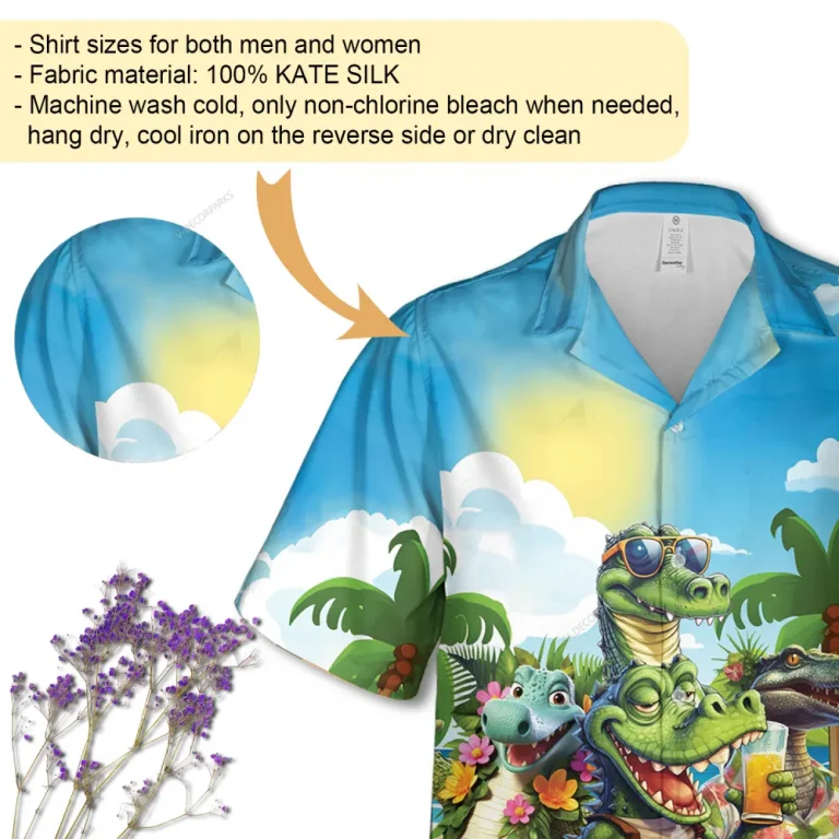 Funny Crocodile Unisex Hawaiian Shirt, Reptile 3d Printed Aloha Button Down Shirt, Summer Vibes Printed Clothing, Tropical Beach Shirts