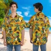 Hula Crocodile Unisex Hawaiian Shirt, Sunflower Garden Aloha Button Down Shirt, Reptile Printed Clothing, Floral Shirt, Thankful Gift