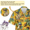 Hula Crocodile Unisex Hawaiian Shirt, Sunflower Garden Aloha Button Down Shirt, Reptile Printed Clothing, Floral Shirt, Thankful Gift