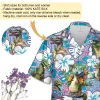 Funky Crocodile Unisex Hawaiian Shirt, Flower Silhouette Aloha Button Down Shirt, Summer Family Matching Clothing, Relaxed Fit