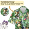 Forest Crocodile Unisex Hawaiian Shirt, Tropical Leaves Printed Shirt, Floral Lover Aloha Button Down Shirt, Animated 3d Clothing