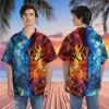 Fire Iced Dragon Hawaiian Shirts For Men, Mythical Creatures Button Down Short Sleeve Shirts, Dragon Hawaiian Aloha Shirt, Summer Men Hawaiian Shirt