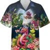 Dragon And Flowers Hawaiian Shirt For Men Women, Mythical Creature Button Down Short Sleeve Shirts, Summer Vacation Hawaiian Shirt, Aloha Beach Shirt