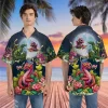 Dragon And Flowers Hawaiian Shirt For Men Women, Mythical Creature Button Down Short Sleeve Shirts, Summer Vacation Hawaiian Shirt, Aloha Beach Shirt