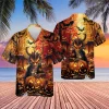 Horror Dragon Halloween Unisex Hawaiian Shirts, Bat Forest Pattern Shirt, Fall Vibe Aloha Shirt, Halloween Costume For Men And Women