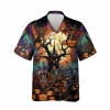 Creepy Dragons Halloween Unisex Hawaiian Shirts, Mythical Character Pattern Shirt, Witch Aloha Shirt, Halloween Costume For Men And Women