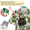 Black Easter Cat Hawaii Shirt For Everyone, Tropical Floral Forest Patterned Aloha Button Down Shirt, Nature Lover Printed Clothing