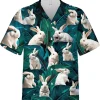 Lovely Bunny Tropical Pattern Hawaiian Shirts For Men Women, Rabbit Hawaiian Button Down Short Sleeve Shirts, Tropical Beach Shirt, Summer Aloha Shirt