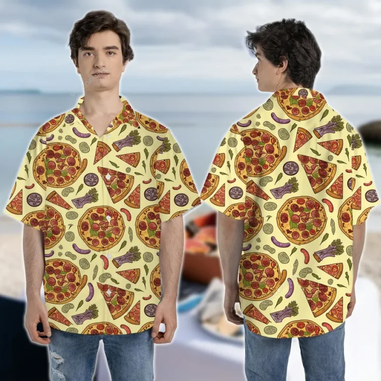 Pepperonis Pizza Hawaiian Shirts For Men And Women, Fast Food 3d Printed Unisex Aloha Button Down Short Sleeves, Italian Culture Pattern Shirts
