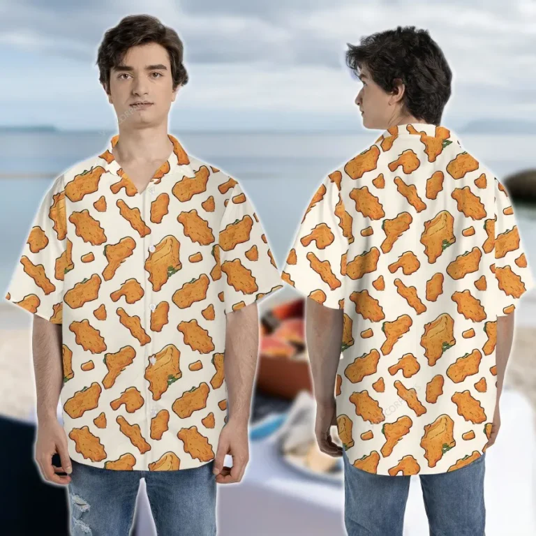 Fried Chicken Nugget Unisex Hawaiian Shirts For Men And Women, Unisex Aloha Short Sleeves, Summer Beach Shirt For Men And Women