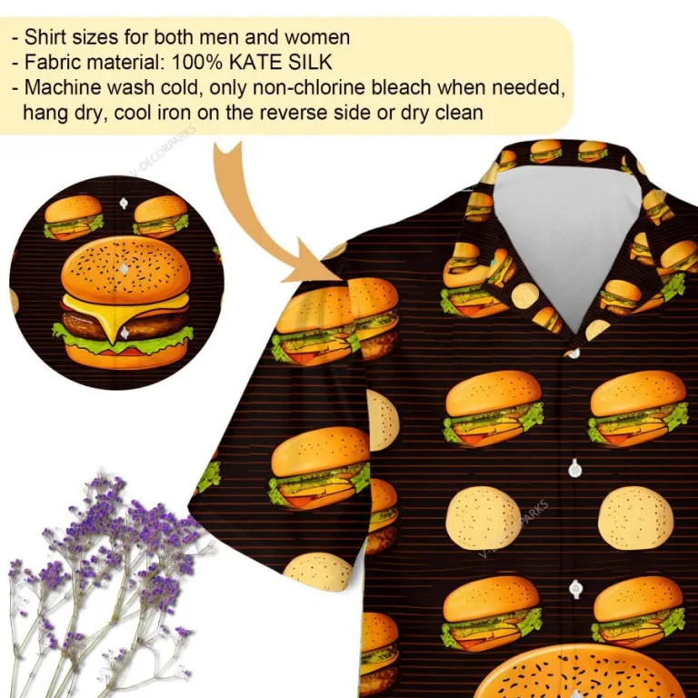 Cheesy Hamburger Hawaiian Shirts For Men And Women, Potato Chips Printed Unisex Aloha Short Sleeves, Summer Beach Shirts, Food Lover Gift