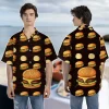 Cheesy Hamburger Hawaiian Shirts For Men And Women, Potato Chips Printed Unisex Aloha Short Sleeves, Summer Beach Shirts, Food Lover Gift