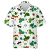 Blueberries Unisex Hawaiian Shirt, Funny Aloha Shirt, Mint Leaves Patterned Button Down Short Sleeve, Summer Beach Shirt, Tropical Casual Aloha Shirt