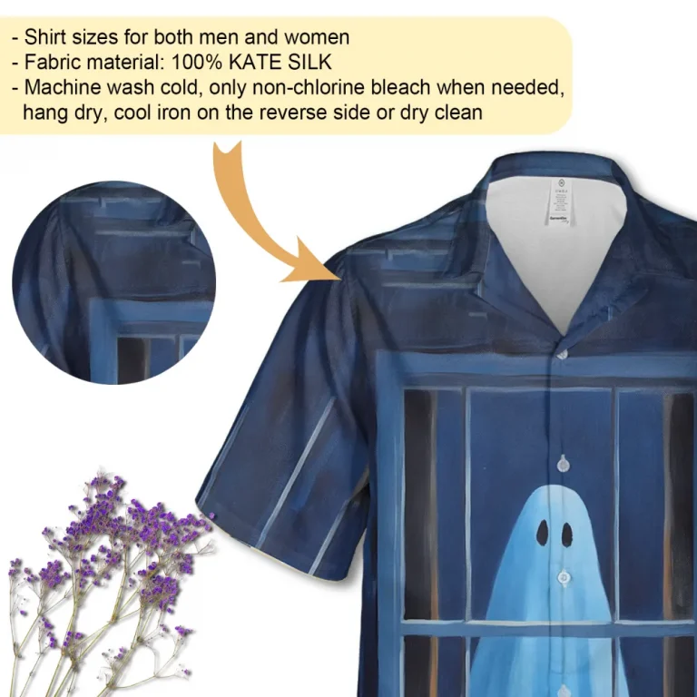 Spooky Ghost In Window Hawaiian Shirt For Men And Women, Halloween Ghost Shirt, Funny Halloween Short Sleeve Shirt, Button Down Shirt, Halloween Gift