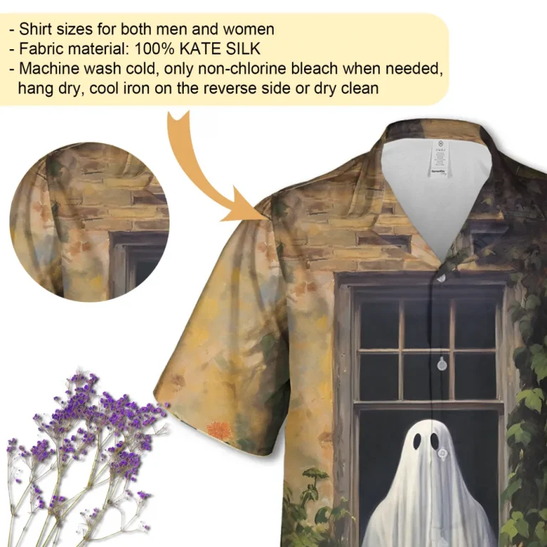 Vintage Ghost In The Old Window Hawaiian Shirt For Men Women, Ghost Shirt, Halloween Shirt, Halloween Button Down Shirt, Spooky Season Shirt