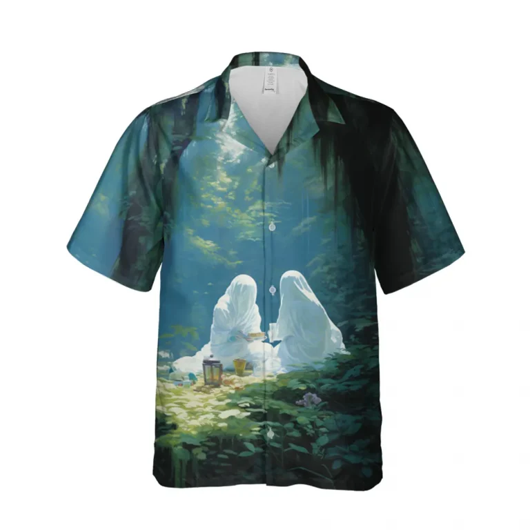 Ghosts Picnic Hawaiian Shirt For Men And Women, Ghost Halloween Shirt, Hawaiian Casual Button Down Shirt, Halloween Short Sleeve Shirt