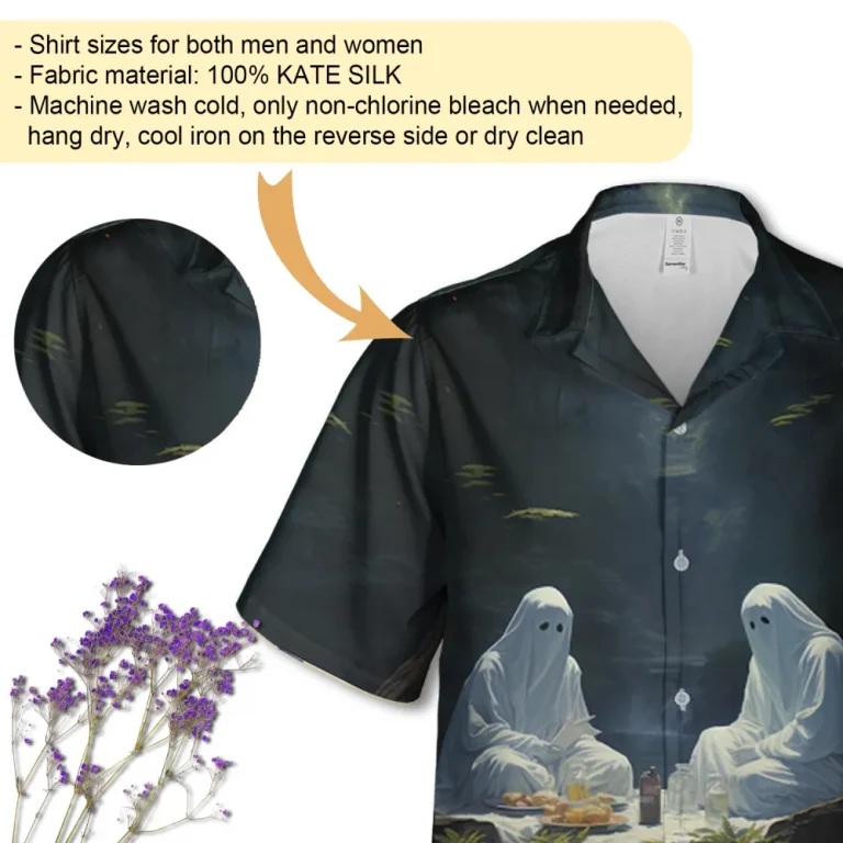 Ghosts Having Picnic Hawaiian Shirt Short Sleeve For Men Women, Ghost Button Down Shirt, Halloween Shirt, Halloween Hawaiian Shirt