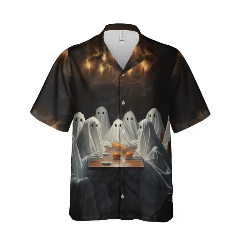 Ghost Dinner Hawaiian Shirt For Men Women, Halloween Shirt, Ghost Shirt, Halloween Button Down Hawaiian Shirt, Aloha Beach Shirt, Halloween Gift