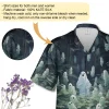 Ghost In The Forest Button Down Hawaiian Shirt, Ghost Halloween Shirt, Halloween Casual Printed Shirt, Short Sleeve Aloha Shirt, Gift For Halloween