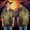 Horror Ghosts Button Down Hawaiian Shirt For Men Women, Casual Printed Beach Shirt, Halloween Ghost Shirt, Halloween Hawaii Shirt, Halloween Gift