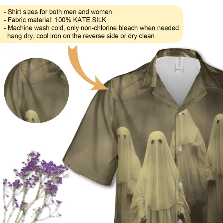 Horror Ghosts Button Down Hawaiian Shirt For Men Women, Casual Printed Beach Shirt, Halloween Ghost Shirt, Halloween Hawaii Shirt, Halloween Gift