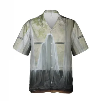 Halloween Ghost Curtains Hawaiian Shirt For Men Women, Vintage Casual Button Down Shirt, Halloween Short Sleeve Shirt, Halloween Gift, Ghost Shirt