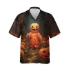 Horror Ghost Pumpkin Hawaiian Shirt For Men Women, Halloween Shirt, Halloween Button Down Hawaiian Shirt, Halloween Pumpkin Shirt