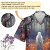 Ghost In Flower Forest Hawaiian Shirt For Men And Women, Vintage Ghost Shirt, Halloween Hawaiian Shirt, Button Down Printed Shirt, Halloween Gift