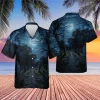 Cemetery Night Button Down Short Sleeve Hawaiian Shirt, Cemetery Horror Shirt, Halloween Shirt, Casual Printed Shirt, Halloween Gift