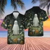 Ghost And Daisy Flower Garden Hawaiian Shirt, Halloween Ghost Shirt, Halloween Shirt, Halloween Button Down Shirt, Short Sleeve Shirt