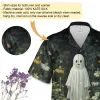 Ghost And Daisy Flower Garden Hawaiian Shirt, Halloween Ghost Shirt, Halloween Shirt, Halloween Button Down Shirt, Short Sleeve Shirt