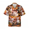 Funny Sphynx Cat Halloween Hawaiian Shirt, Spooky Pumpkin Pattern Clothing, Cat Lover Printed Aloha Button Down Shirt, Summer Vacation Shirt
