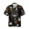 Deadly Skeleton Ritual Unisex Hawaiian Shirts, Trick-or-treat Game Pattern Shirt, Horror Crystal Ball Pumpkin Aloha Shirt, Spider Web Printed Top