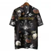 Deadly Skeleton Ritual Unisex Hawaiian Shirts, Trick-or-treat Game Pattern Shirt, Horror Crystal Ball Pumpkin Aloha Shirt, Spider Web Printed Top