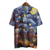 Halloween Haunted Scarecrow Unisex Hawaiian Shirts, Spooky Night Painting Pattern Shirt, Scary Tree Aloha Shirt, Horror Lover Gift