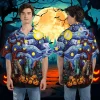 Wicked Werewolf Halloween Unisex Hawaiian Shirts, Mysterious Creatures Pattern Shirt, Spooky Forest Aloha Shirt, Post-impressionism Lover Gift
