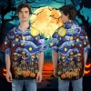Haunted Male Skeleton Halloween Unisex Hawaiian Shirts, Dead Man Walking Pattern Shirt, Spooky Art Work Aloha Shirt, Family Party Wear
