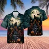 Halloween Little Werewolf Unisex Hawaiian Shirts, Creepy Night 3d Printed Shirt, Moon Patterned Aloha Shirt, Horror Vibes Fashion