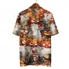 White Moo Cow Halloween Hawaiian Shirt, Cattle Printed Aloha Button Down Shirt, Horror Pumpkin Pattern Clothing, Halloween Farmer Gift