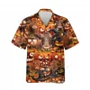 Scary Red Angus Unisex Halloween Hawaiian Shirt, Farm Pattern Aloha Beach Shirt, Pumpkin Witch Pattern Clothing, Ranch Housewarming Gift