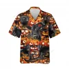 Wicked Black Angus Unisex Halloween Hawaiian Shirt, Cattle Printed Aloha Beach Shirt, Spooky Pumpkin Clothing, Farmer Housewarming Gift